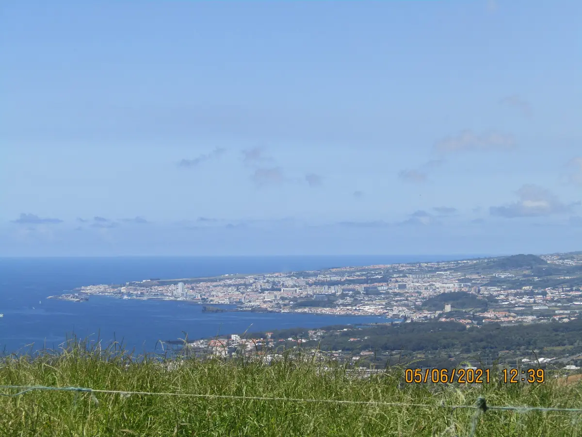 General view of Ponta Delgada and the Atlantic coast from a hillside