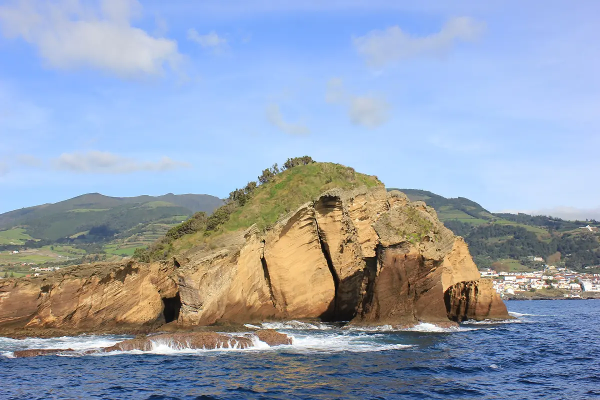 Rocky headland and sea cliffs on the coast of São Miguel